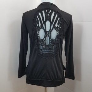Sugar Skull Black Lace Pull Over Large Pockets